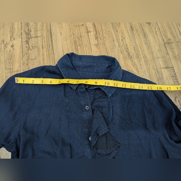 Banana Republic Denim Ruffle Button Front Tie Waist Dress, Size 2 - Picture 10 of 10